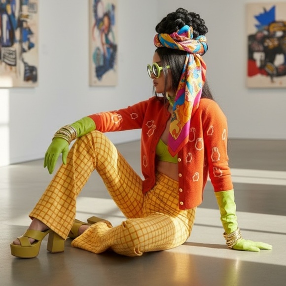 Field Flower Anthropologie Penguin Print Red Cardigan Sweater Cashmere Blend S - Picture 3 of 9